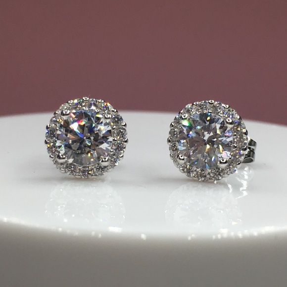 Jewelry 14k White Gold Halo Diamond Stud Earrings 15 Ct Poshmark